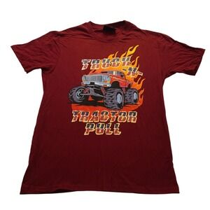 Super Massive Truck -N- Tractor Pull Graphic Tee Maroon Men's Large Short sleeve